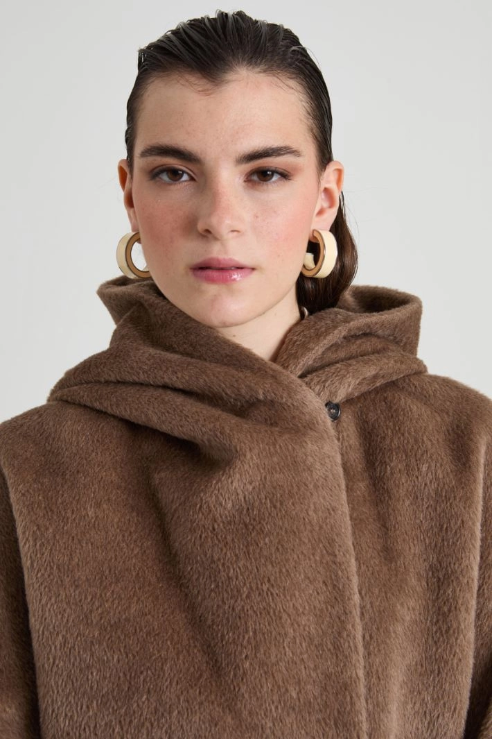 Alpaca and wool coat - BROWN