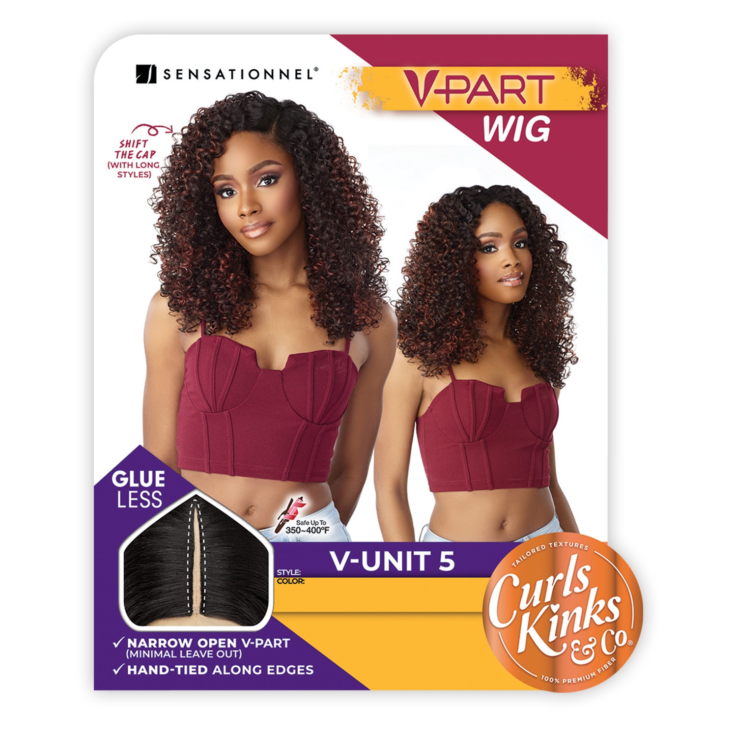 Sensationnel V-Part Wig Curls Kinks N Co Glueless V-Unit 5
