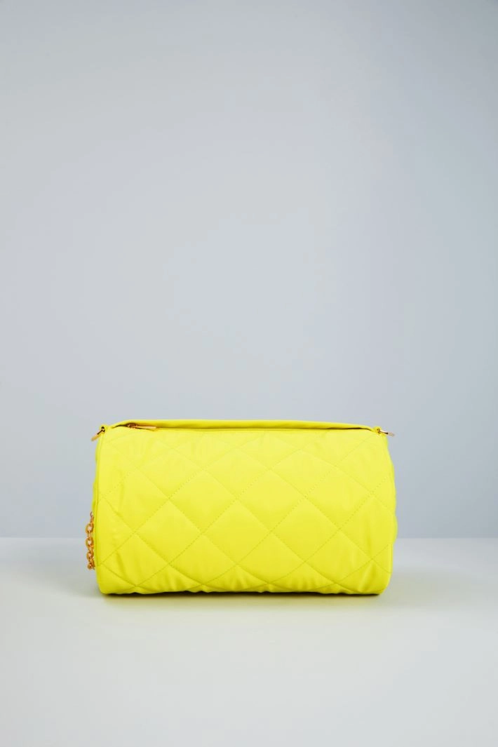 Satin cylinder bag - FLUO YELLOW GOLD
