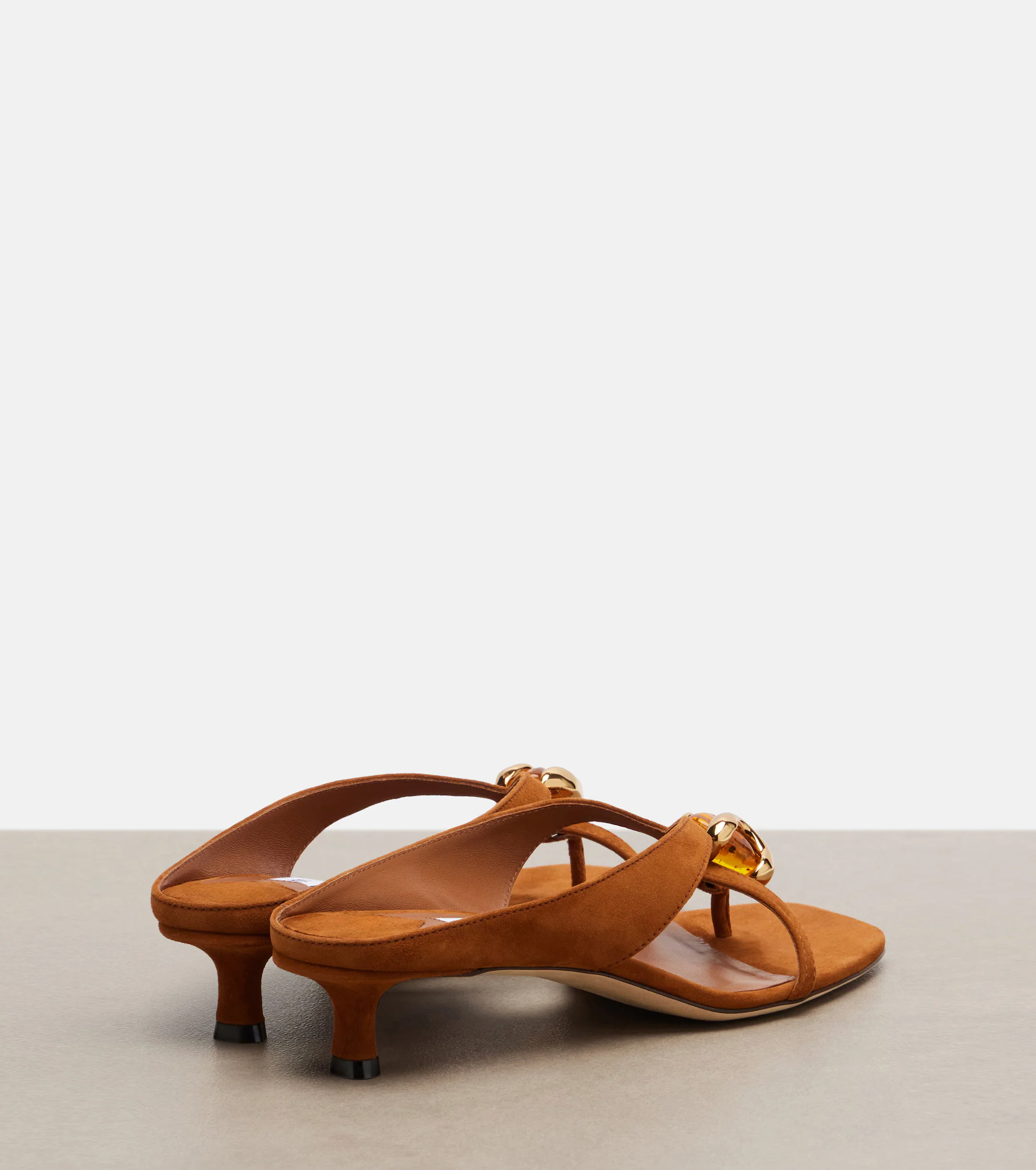 Jimmy Choo Emeri Stone Suede Thong Sandals In Brown
