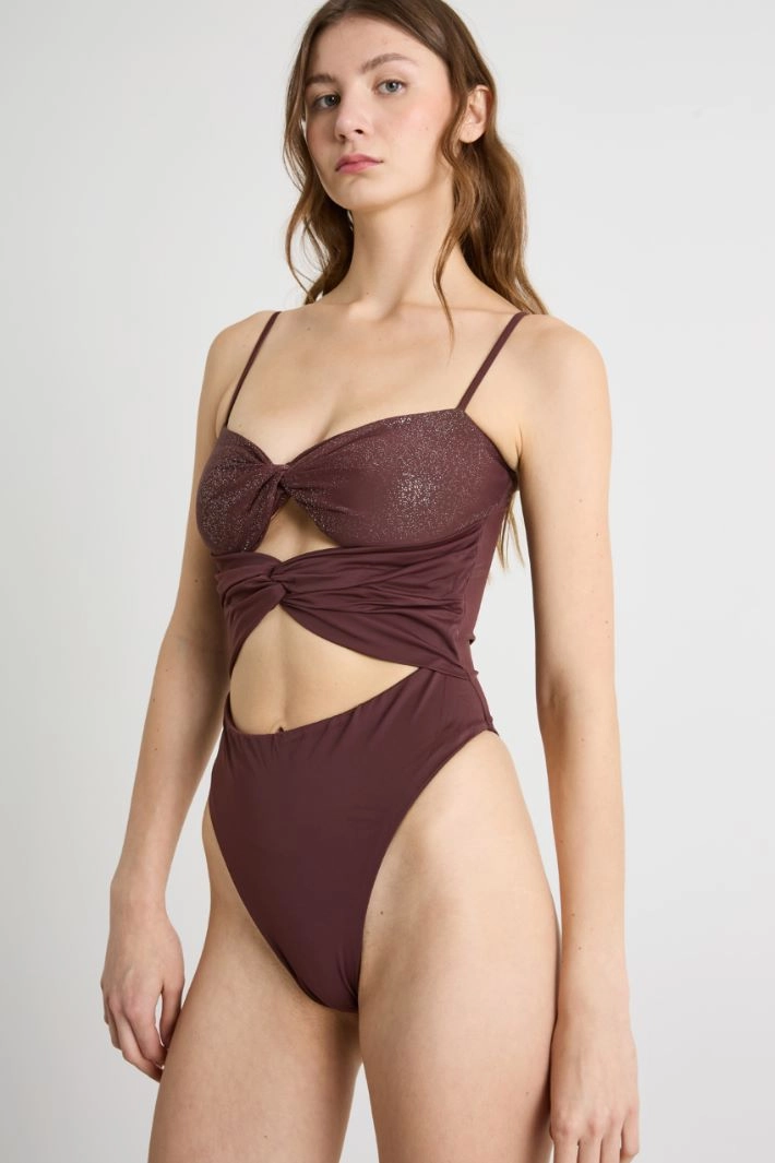 Cut-out swimsuit - BROWN
