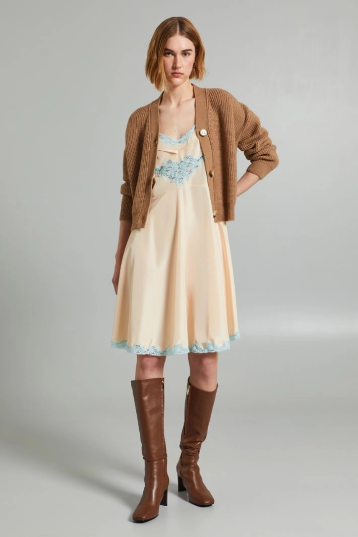 Slip dress with lace - POWDER PINK LIGHT BLUE