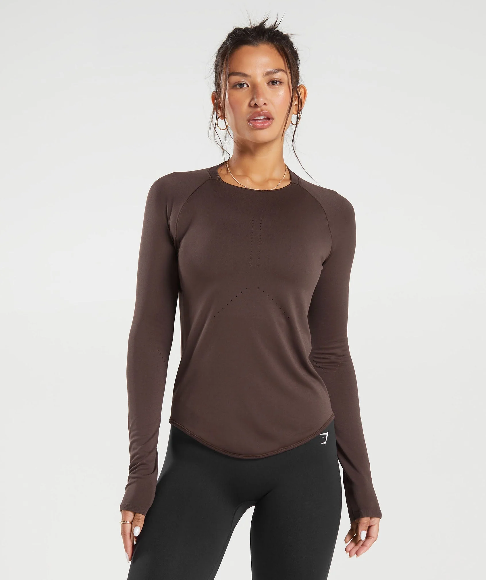 Sweat Seamless Long Sleeve Top Shadow Brown