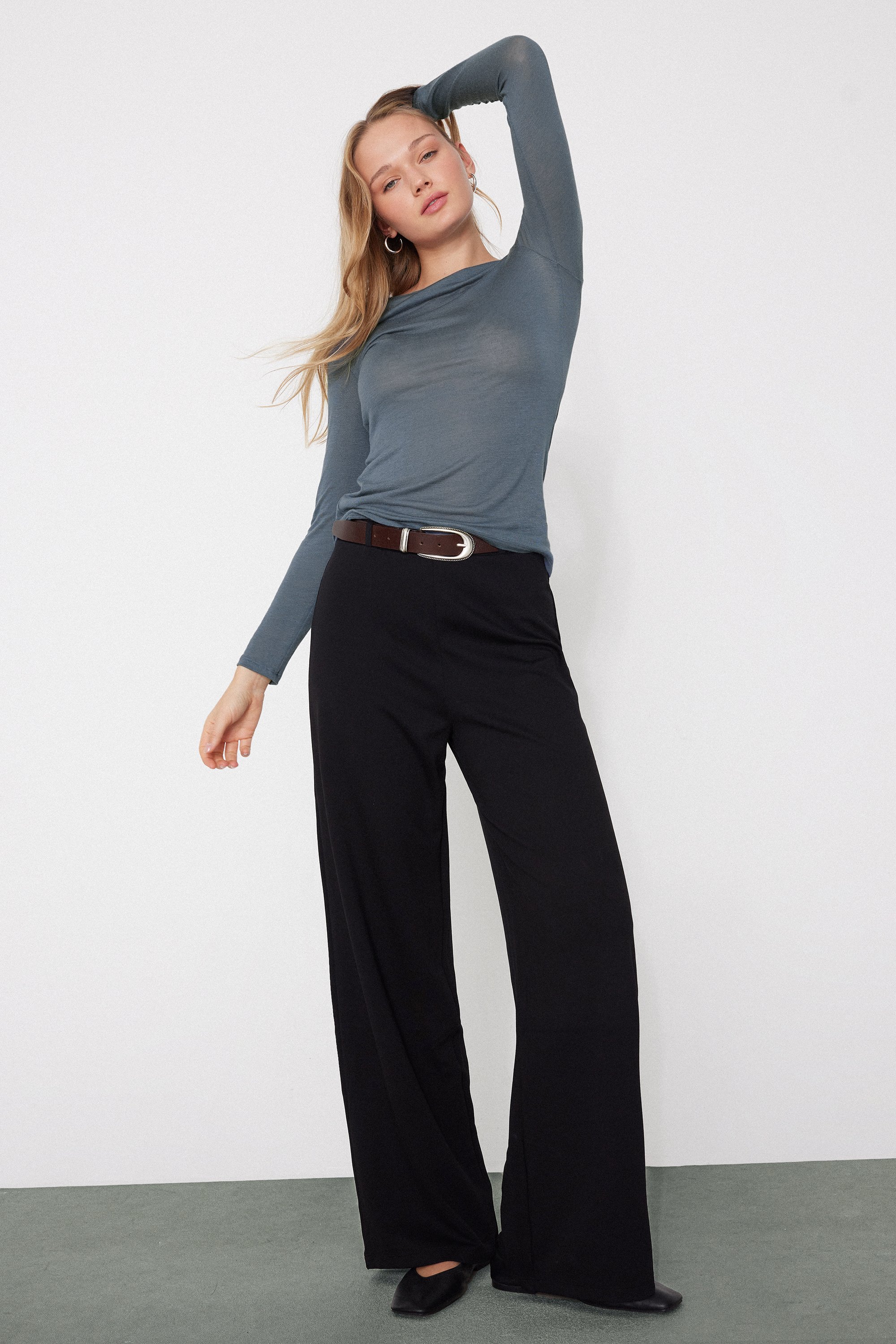 Lightweight Boat Neck Top with Merino Wool