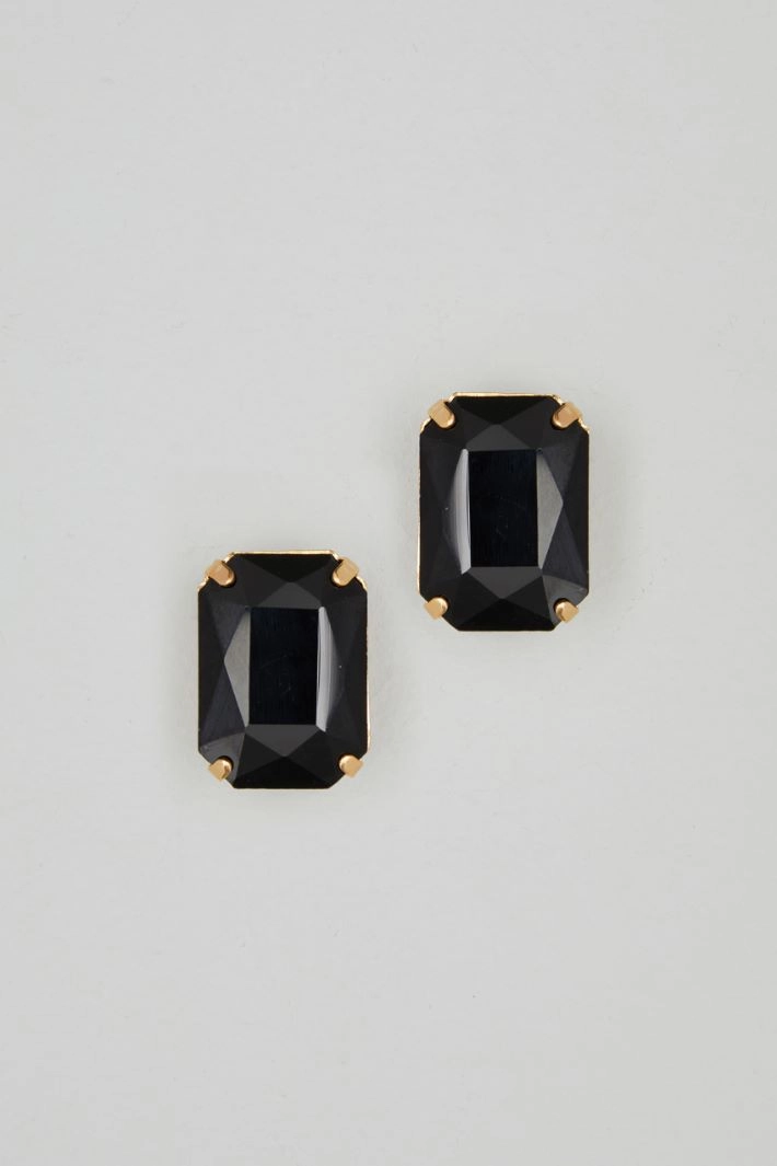 Macro rhinestone earrings - BLACK GOLD