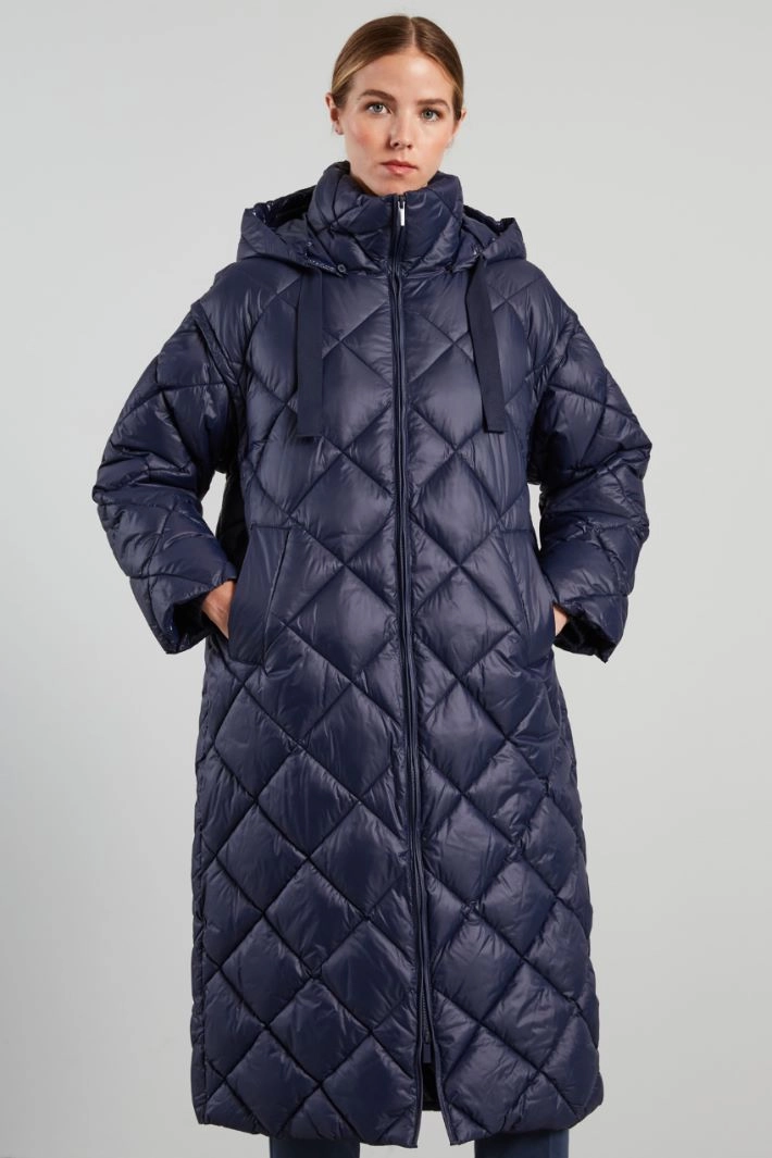 Long high neck padded coat - NIGHT BLUE