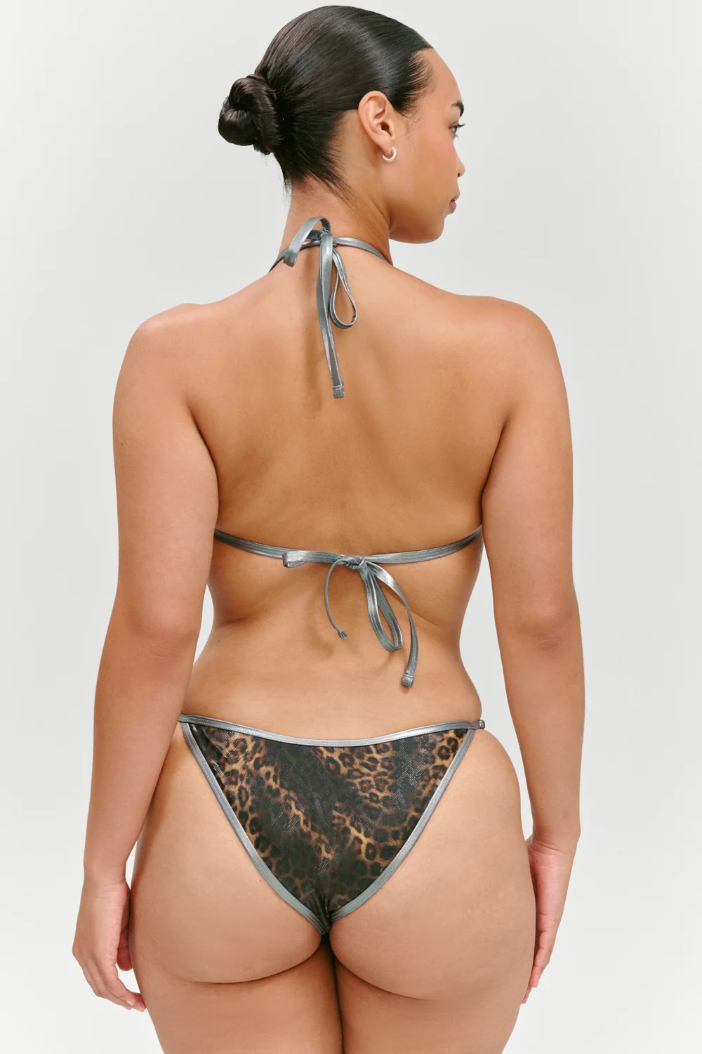 x KHY Camila Foil Push Up Bikini Top - Vintage Leopard