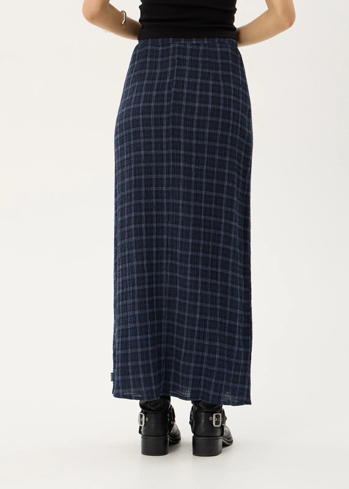 AFENDS Womens Lita - Seersucker Maxi Skirt - Thea Midnight Check