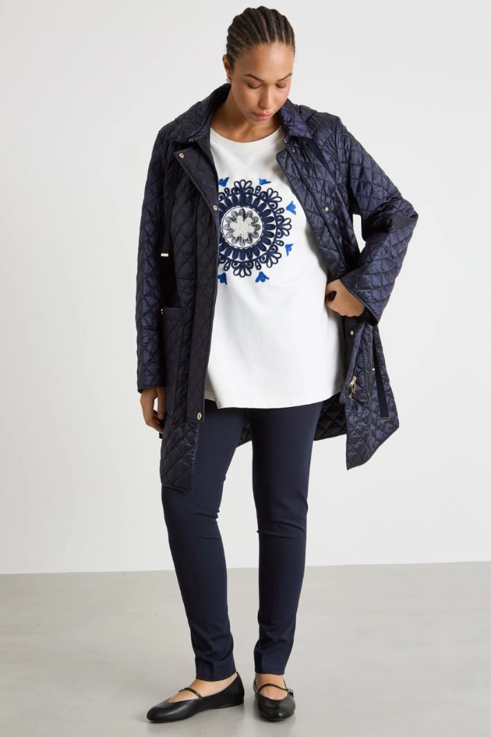 Embroidered jersey sweatshirt - WHITE