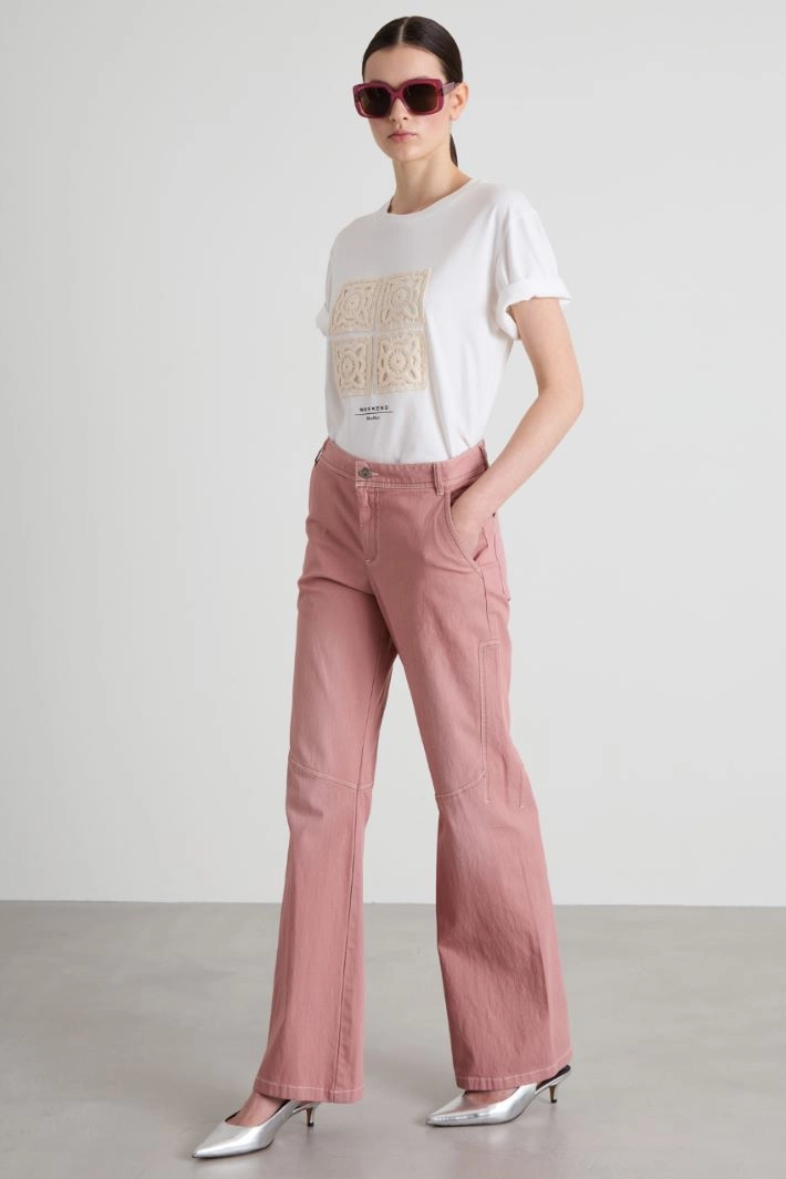 Jersey T-shirt with embroidery - WHITE IVORY