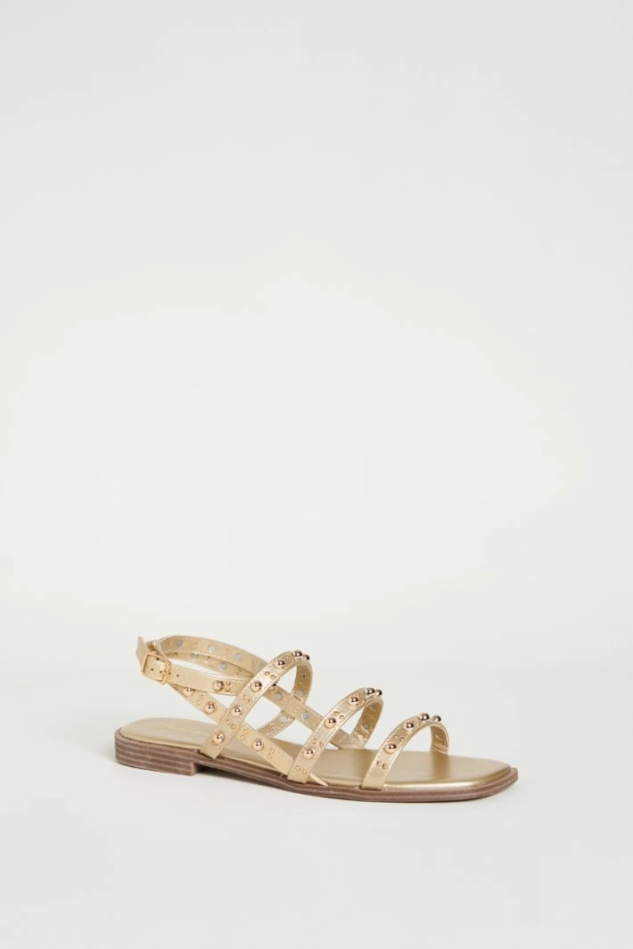 Strappy studded sandals - GOLD