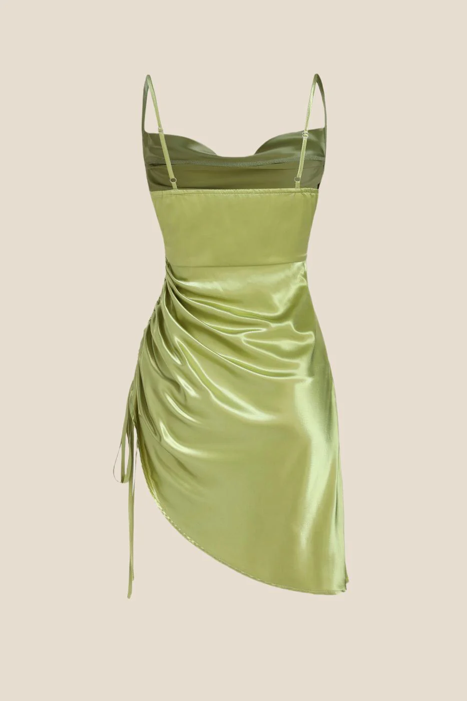 Cowl Neck Sage Green Irregular Hem Dress