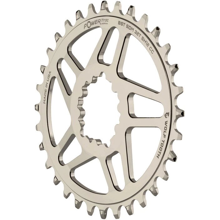 Wolf Tooth Elliptical Direct Mount Boost Chainring for Cane Creek eeWings-/SRAM-3-Bolt Cranksets - for Shimano 12-speed Hyperglide+ - nickel