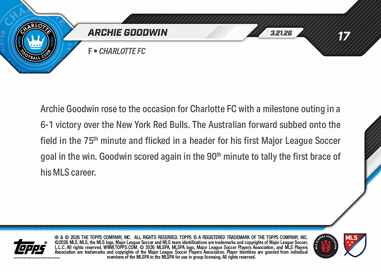 Archie Goodwin - 2026 MLS Topps NOW® - Card 17 - PR: 553
