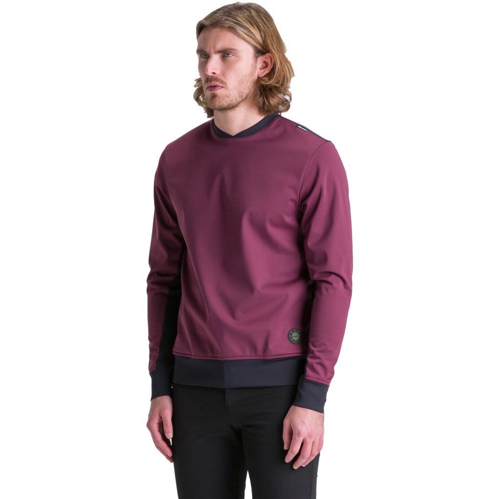 Santini Wind Block Crewneck Sweatshirt Men 3M400GLLWINDBLOC - burgundy BU