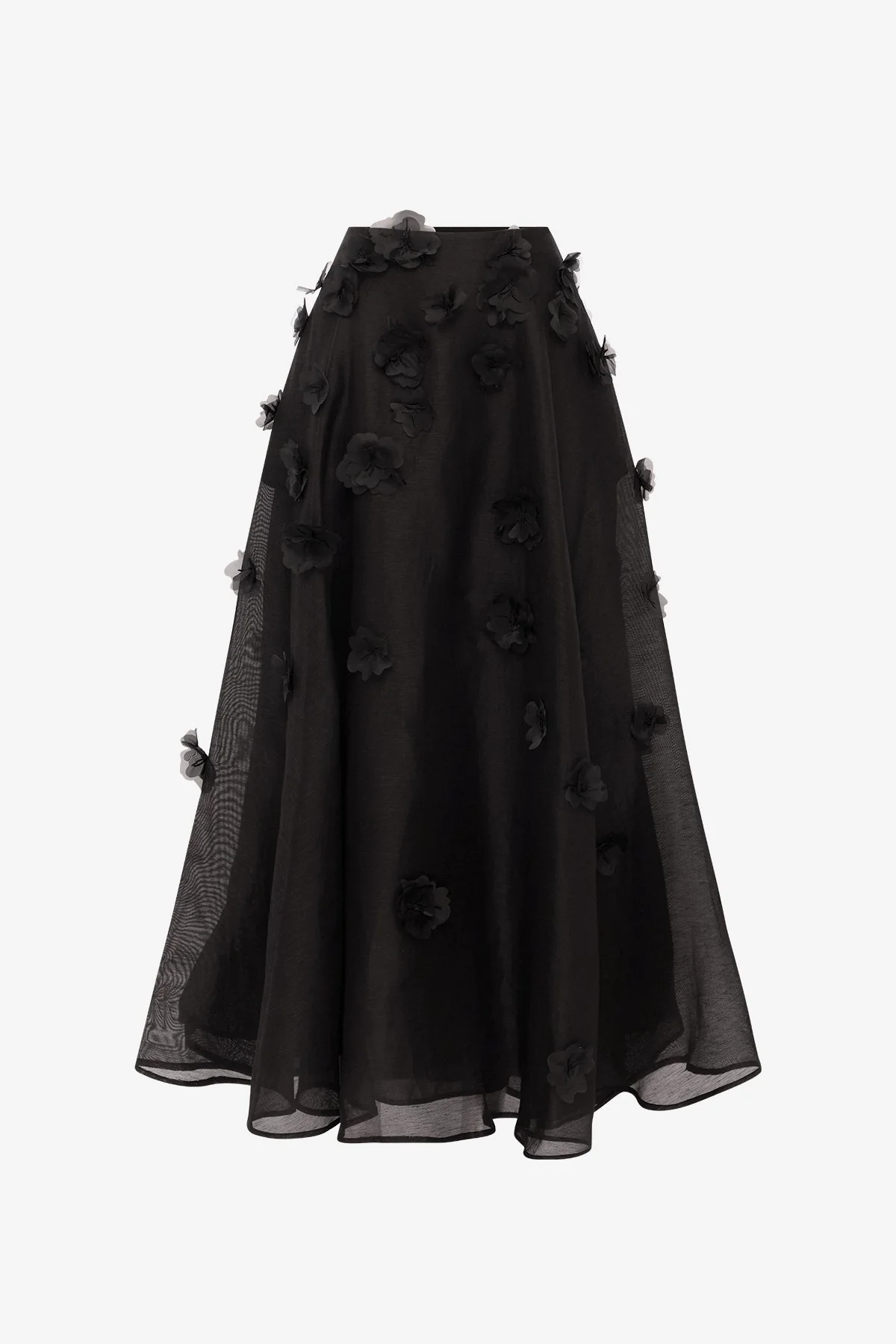 Leila Petal Midi Skirt - Ebony