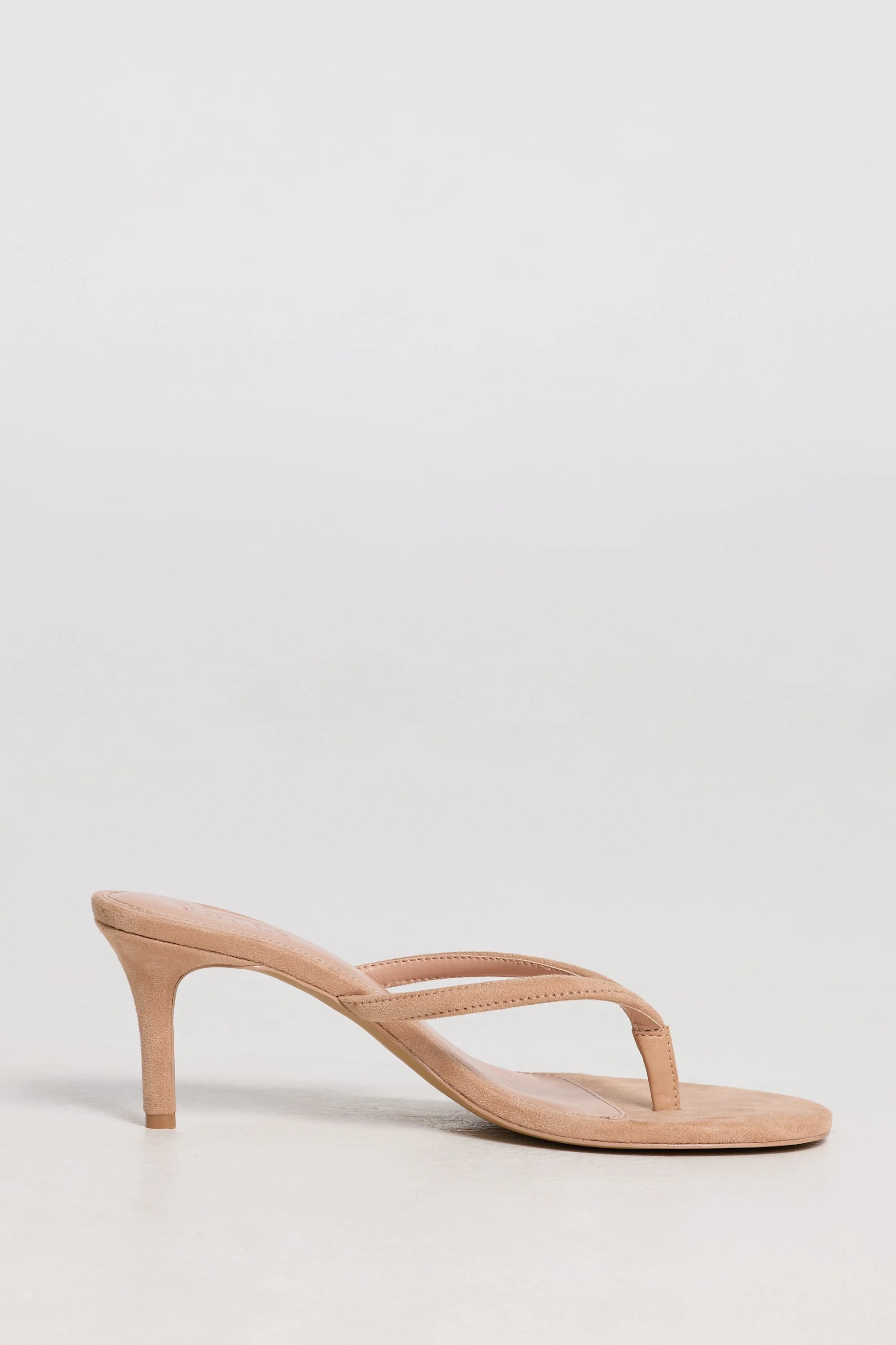 Heeled Thong Sandals in Soft Tan