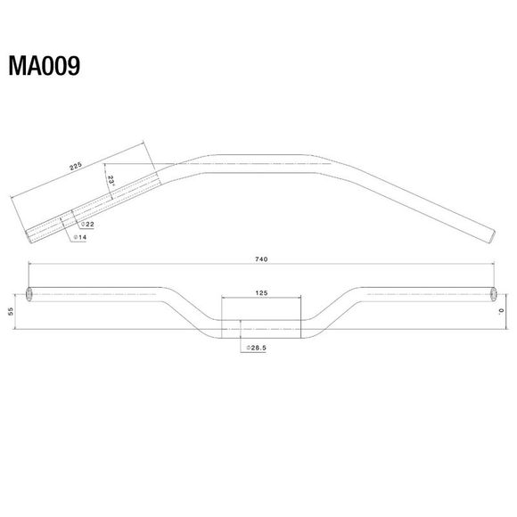 Rizoma Handlebar 50 mm Height 22 mm Diameter Universal - GrayRef: RZ0237