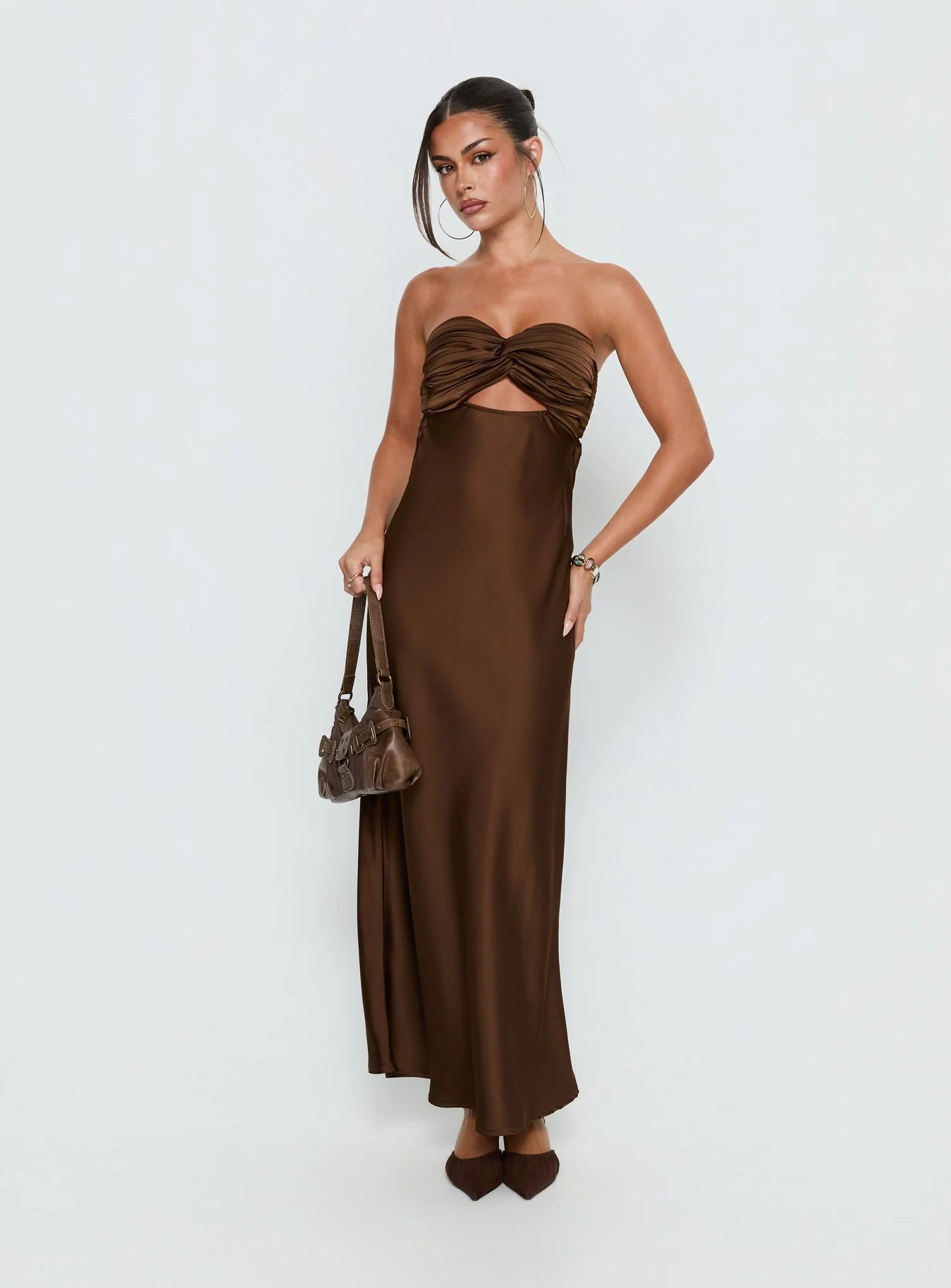Faviola Strapless Maxi Dress Chocolate