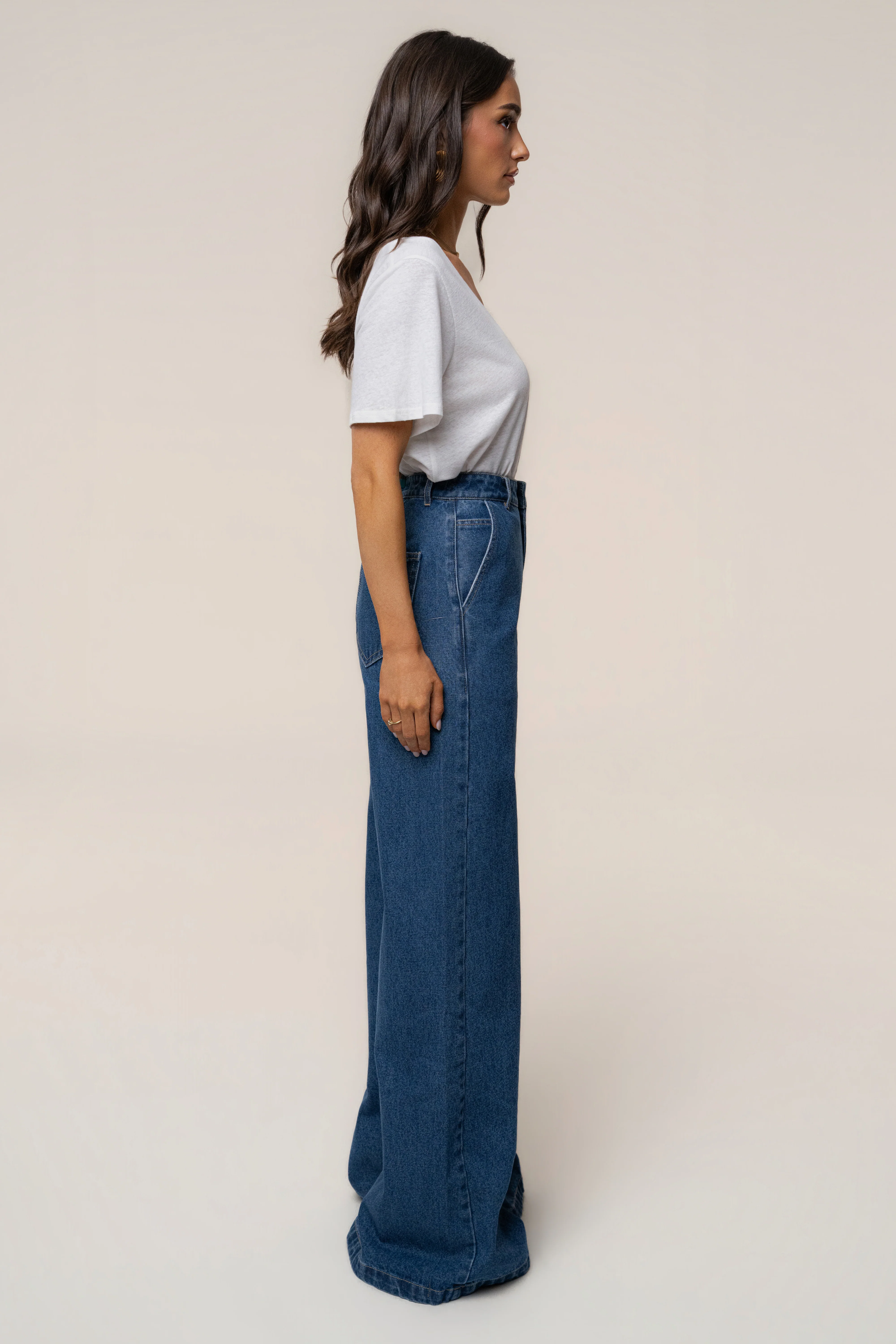 Medium Wash Wide Leg Denim Jean