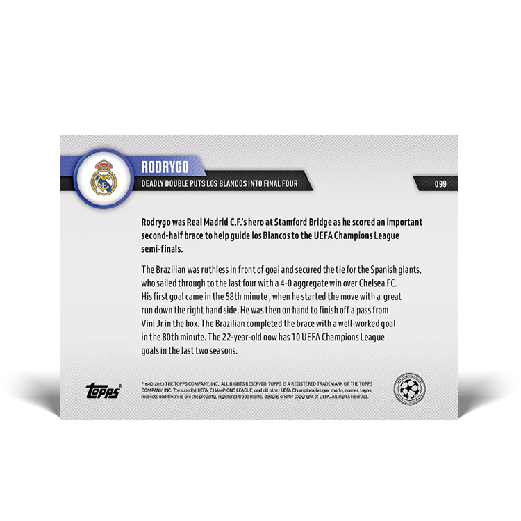 Topps UK - Deadly double puts Los Blancos into final four - UCL TOPPS NOW® Card #99
