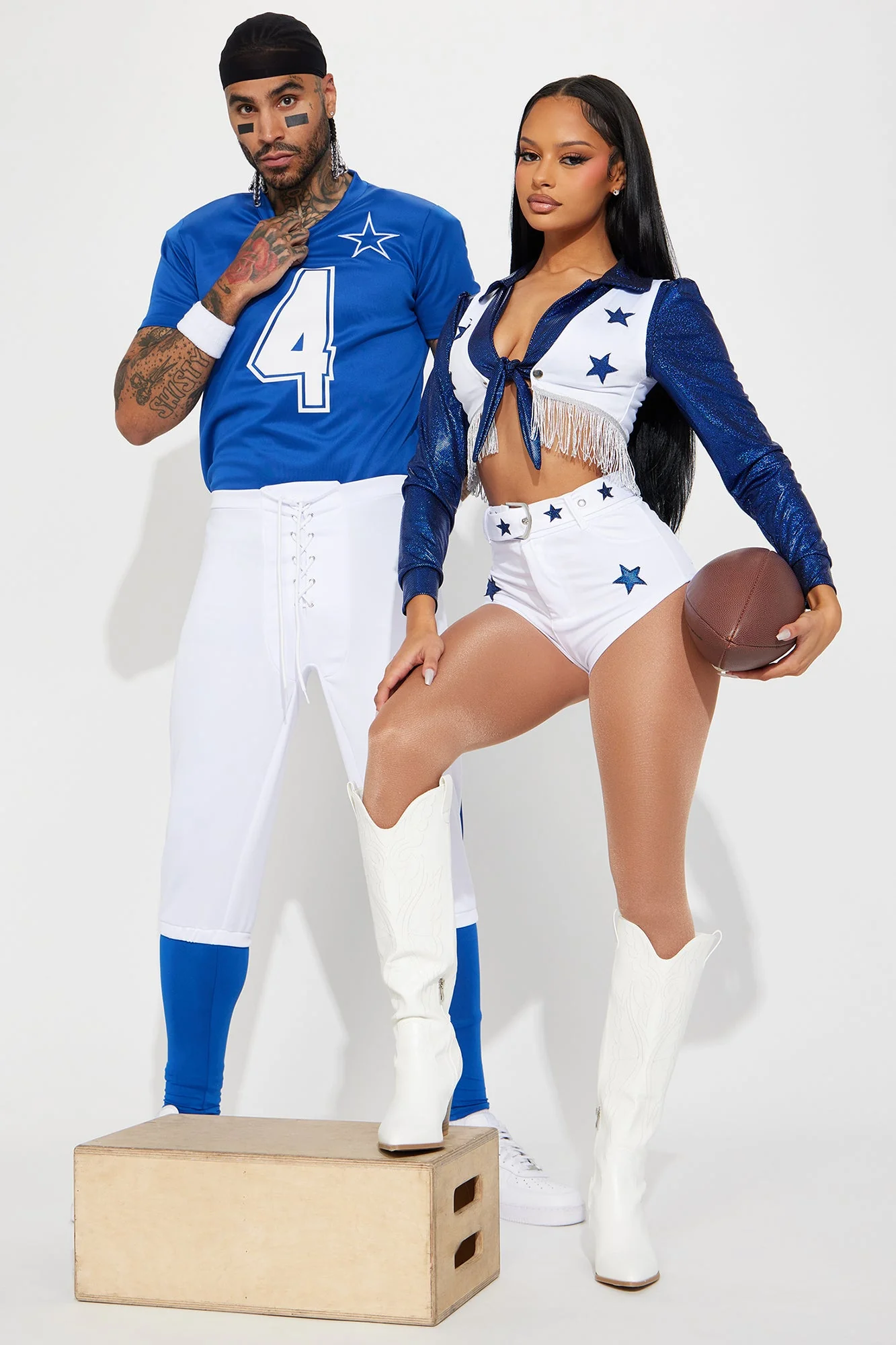 Cheer Stars 4 Piece Costume Set - Blue/combo