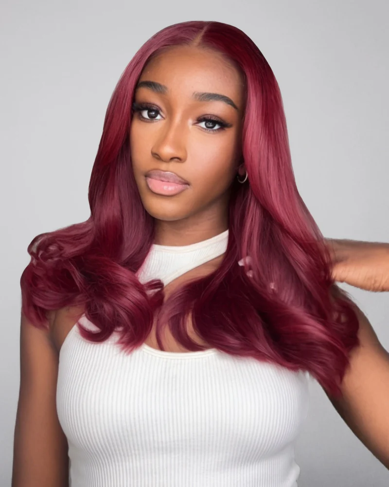Ophirawig 6x5 invisible knots Glueless Burgundy Straight Wig Pre-cut Lace Beginner Friendly