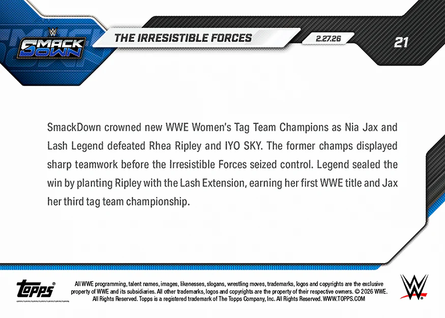 The Irresistible Forces - 2026 WWE Topps NOW® - Card 21