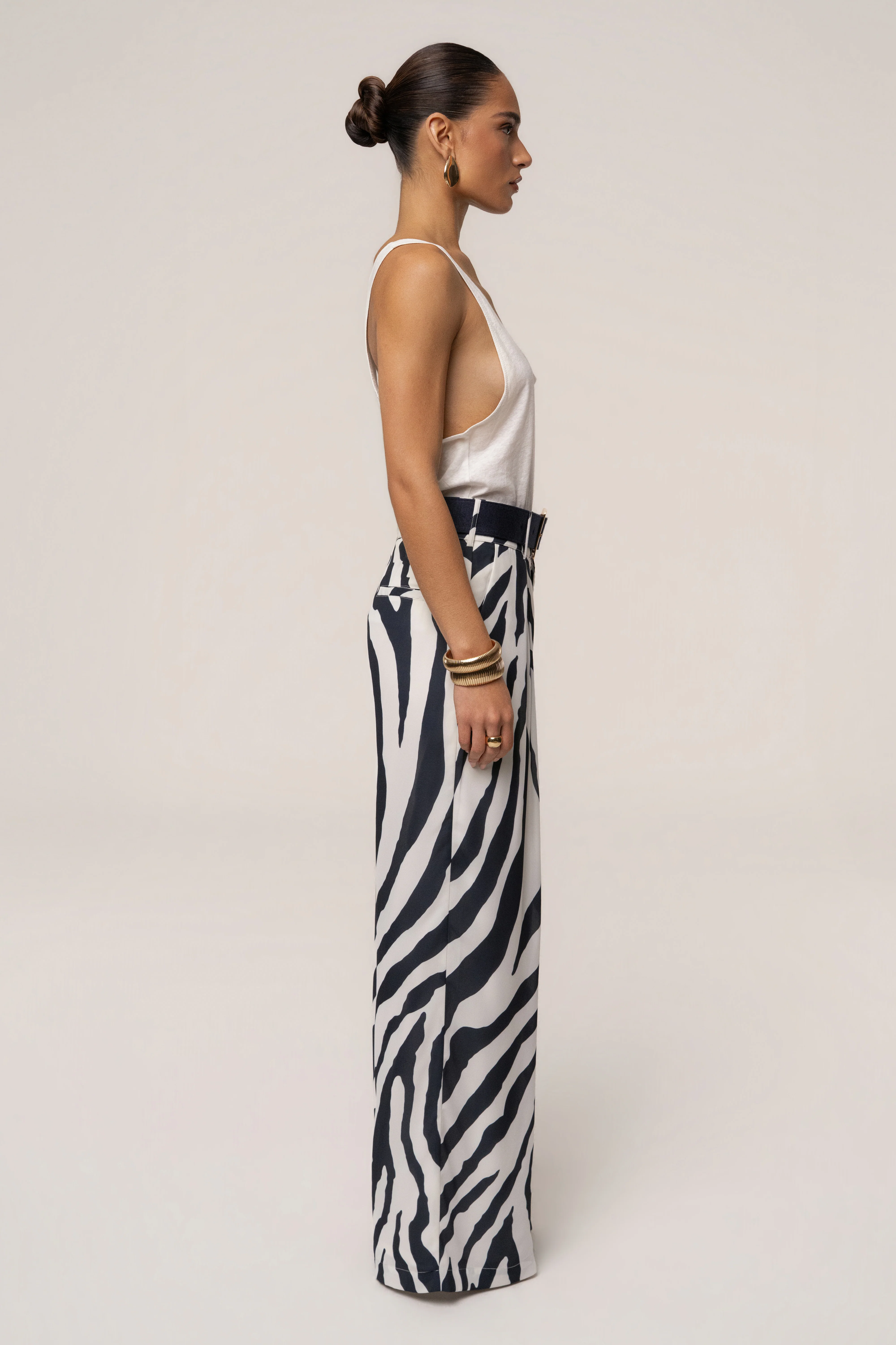 Navy Zebra Soft Pleated Trouser