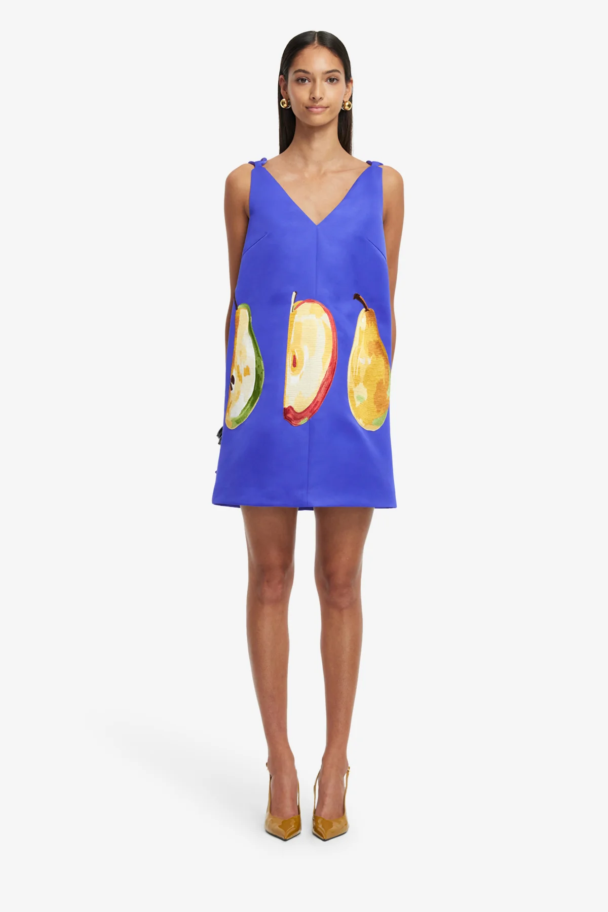 Taylor Embroidered Mini Dress - Pear Print