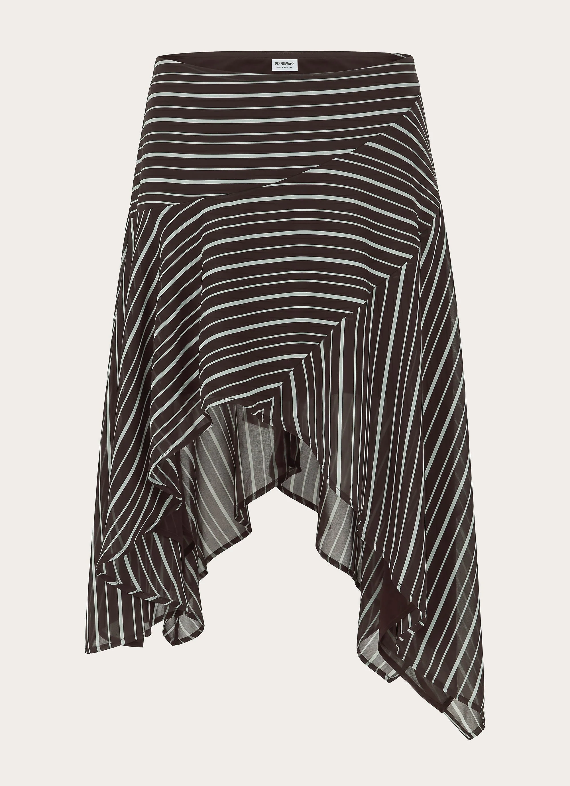 Kia Low Rise Asymmetrical Midi Skirt - Chocolate Stripe
