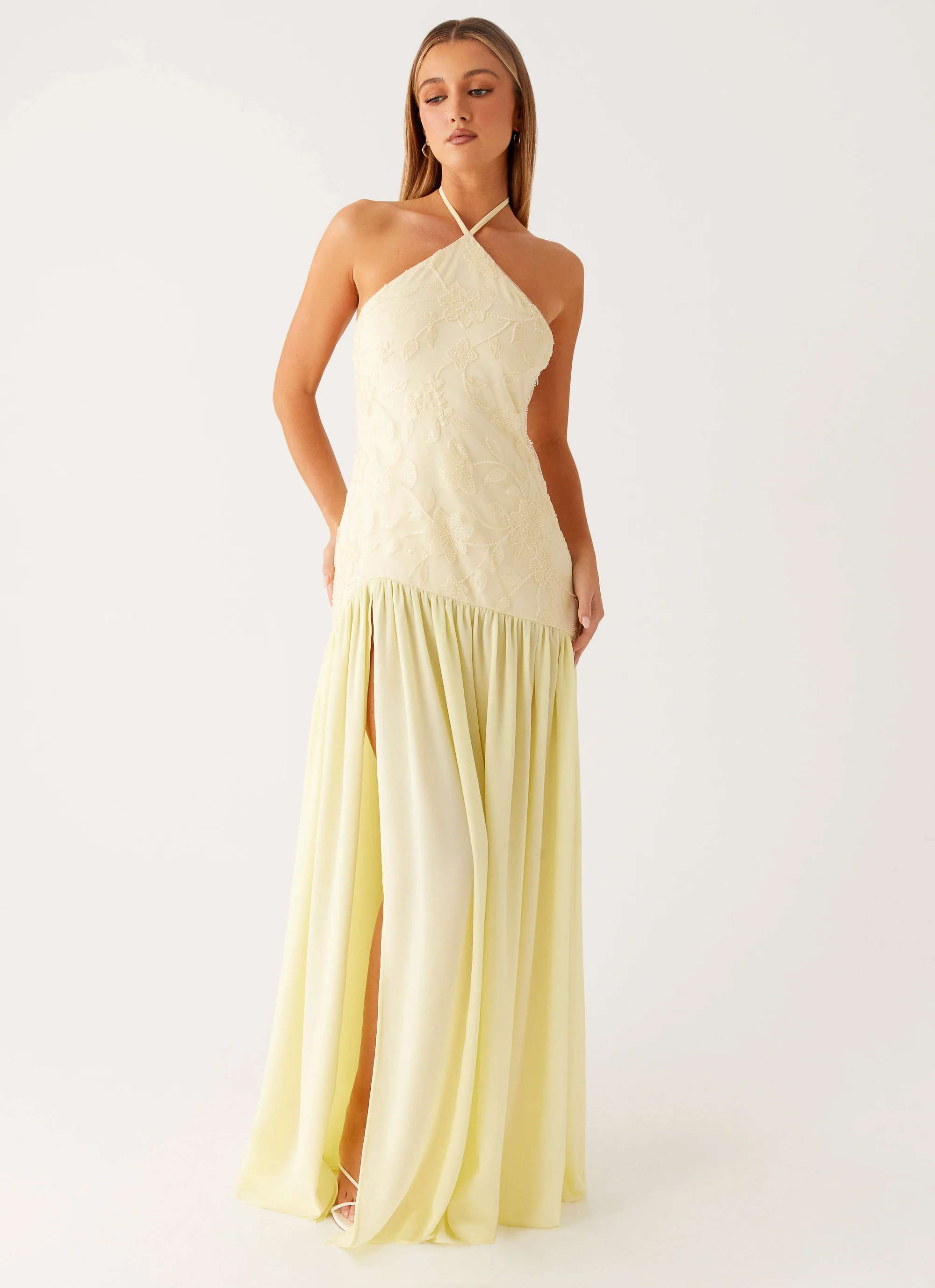 Janelle Beaded Maxi Dress - Yellow