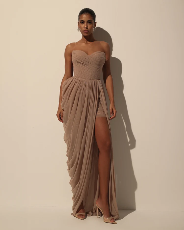 Dress with Corset Bodice and Draping