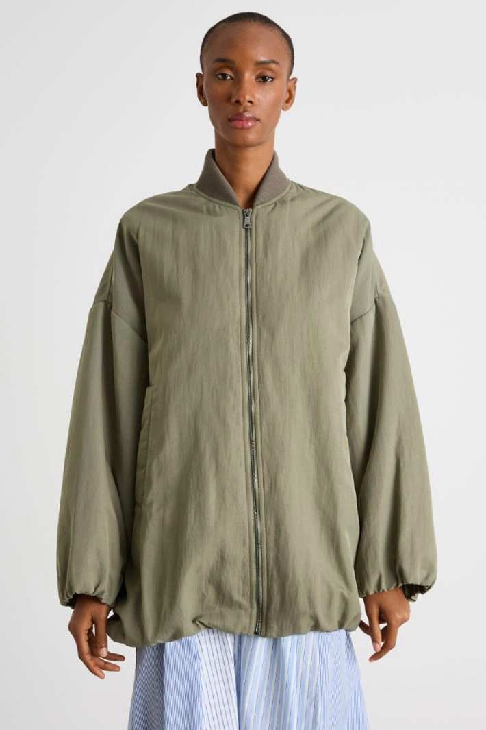 Water-repellent twill bomber jacket - GREEN