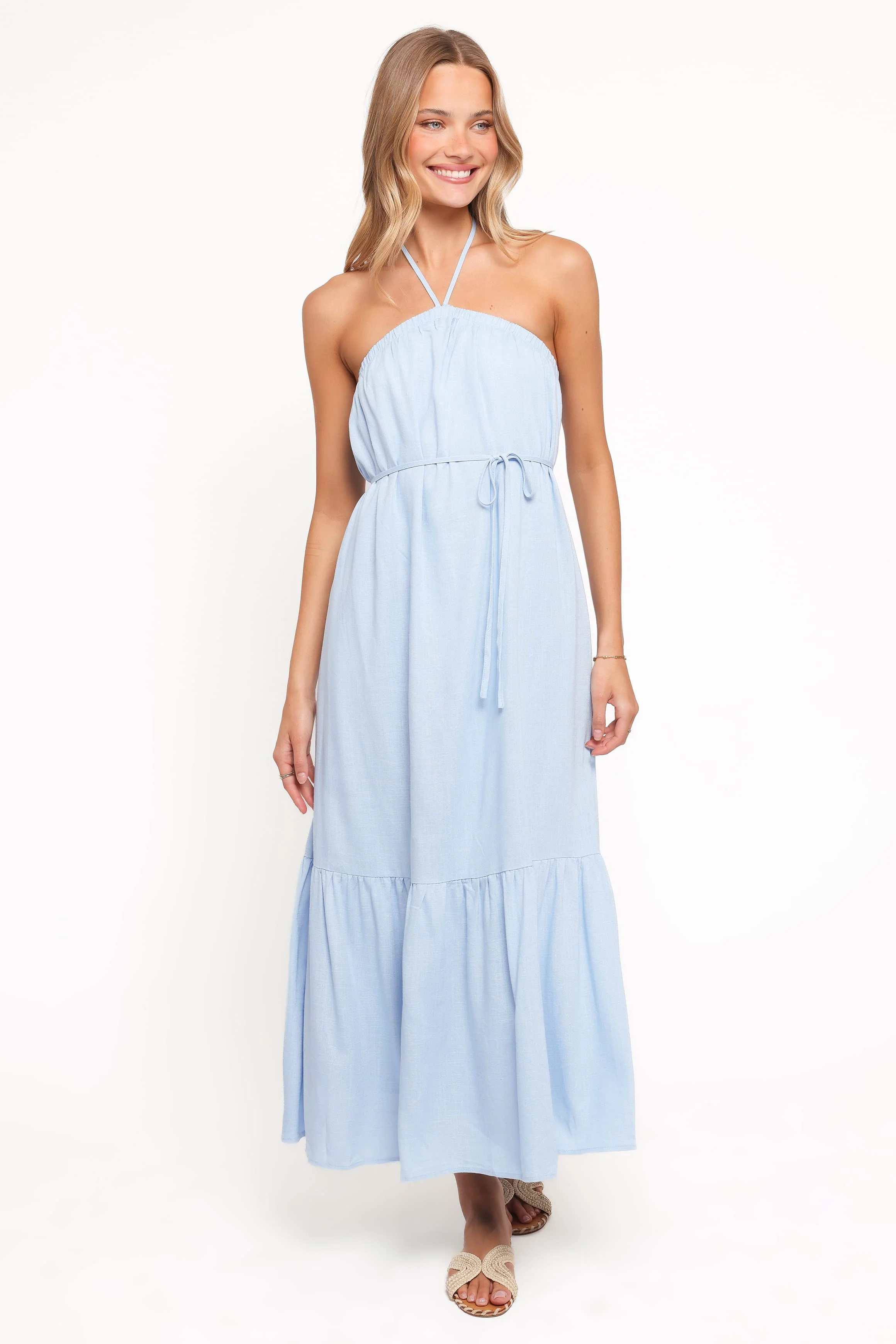 View Halterneck Maxi Dress - Pale Blue