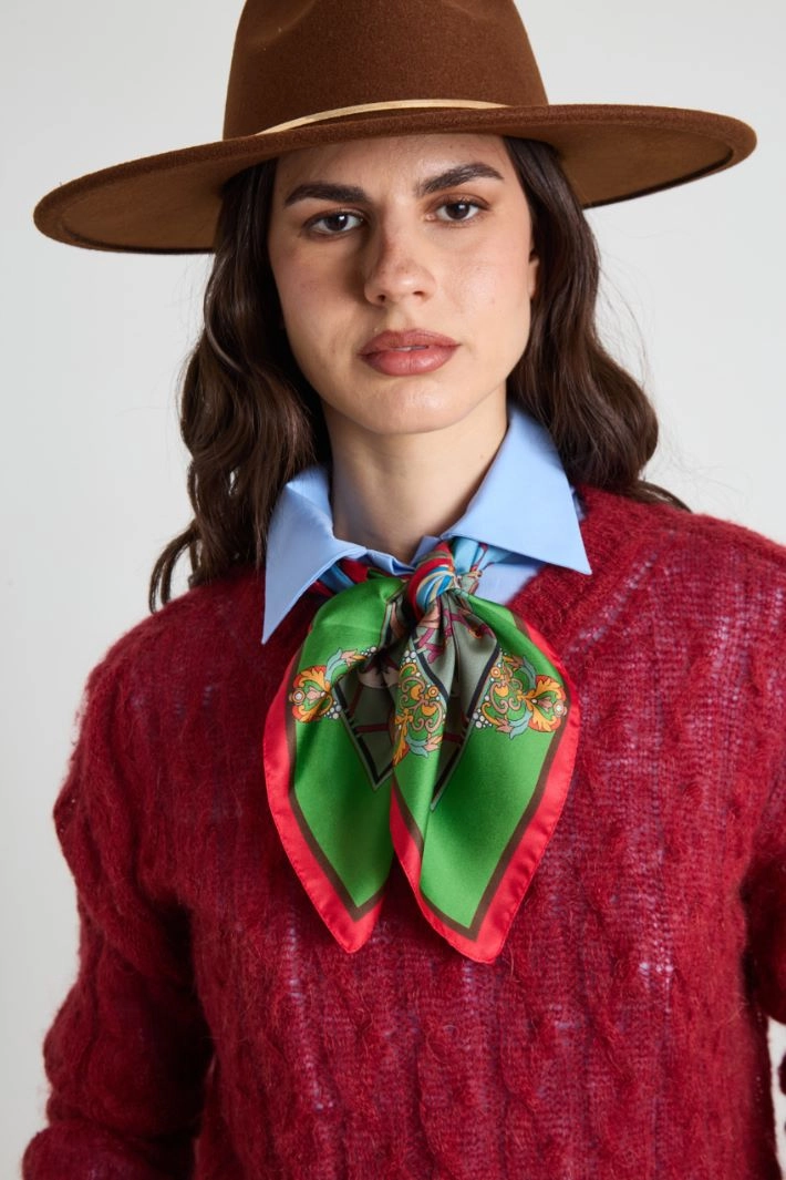 Silk twill scarf - GREEN