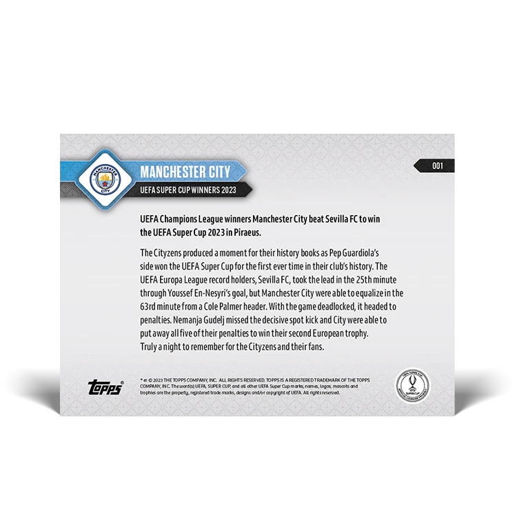 Topps UK - UEFA Super Cup Winners 2023 - UCL TOPPS NOW® Card #1
