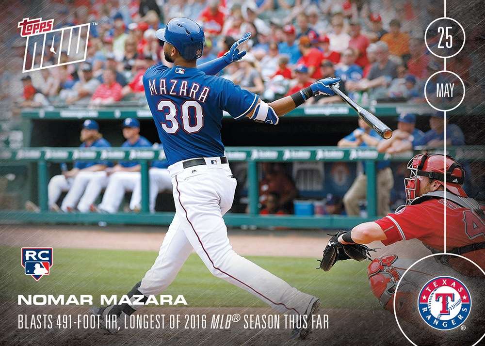 Nomar Mazara (RC) - 5/25/16 TOPPS NOW® Card 98 - Print Run: 996