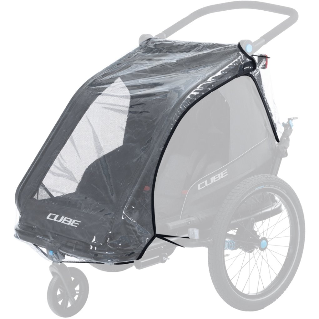 CUBE Rain Cover for Kids Bike Trailer Double CMPT - transparent