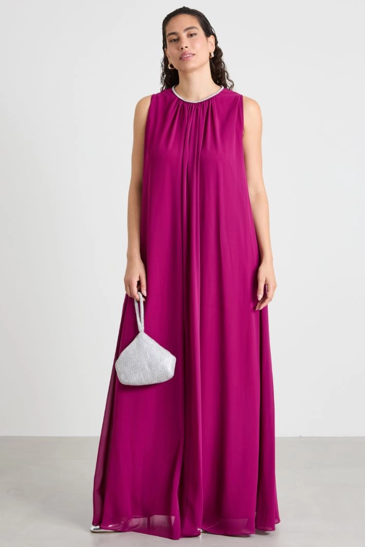 Long crepe dress - CYCLAMEN