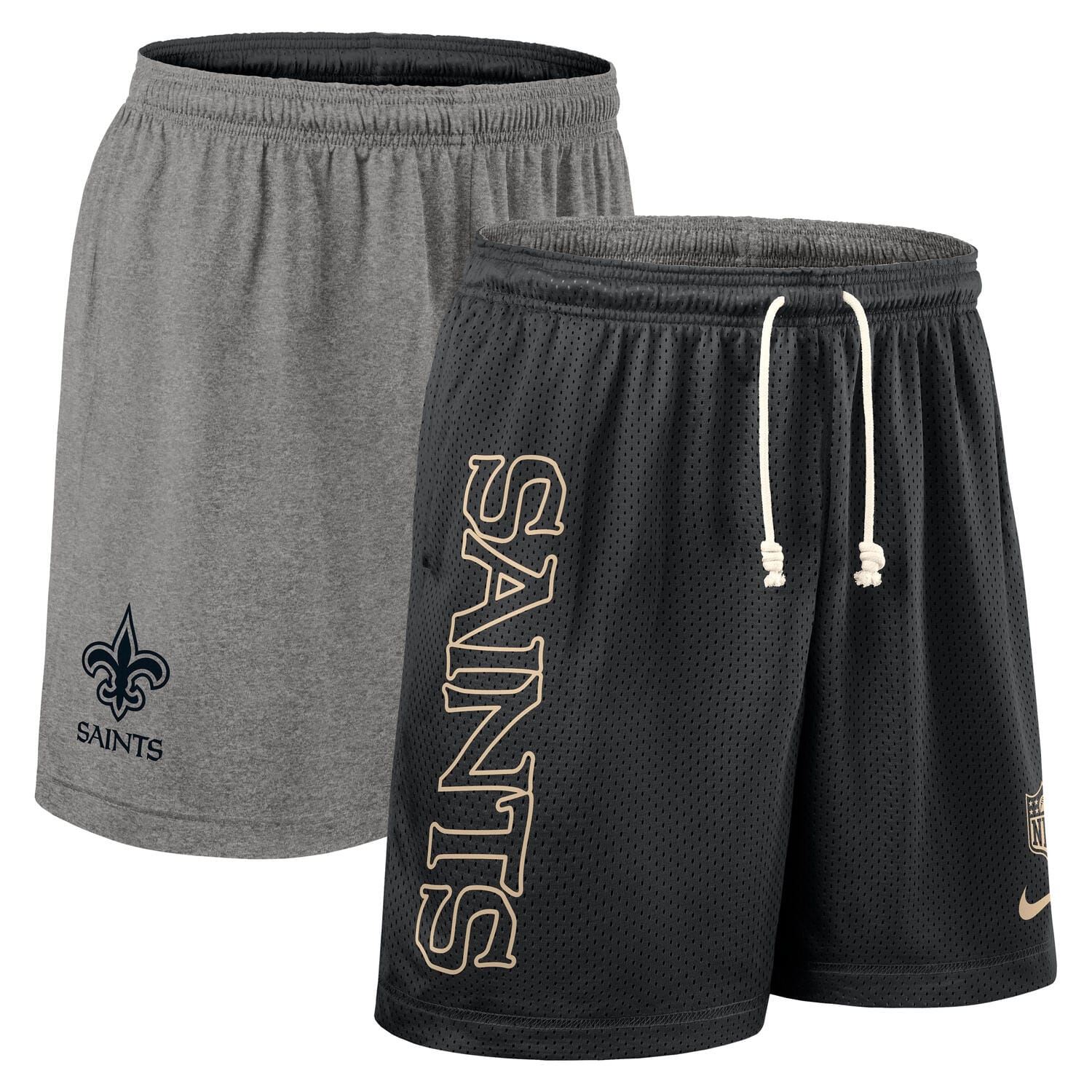 New Orleans Saints 2025 NFL Sideline Reversible Mesh Nike Dri-FIT Shorts Black