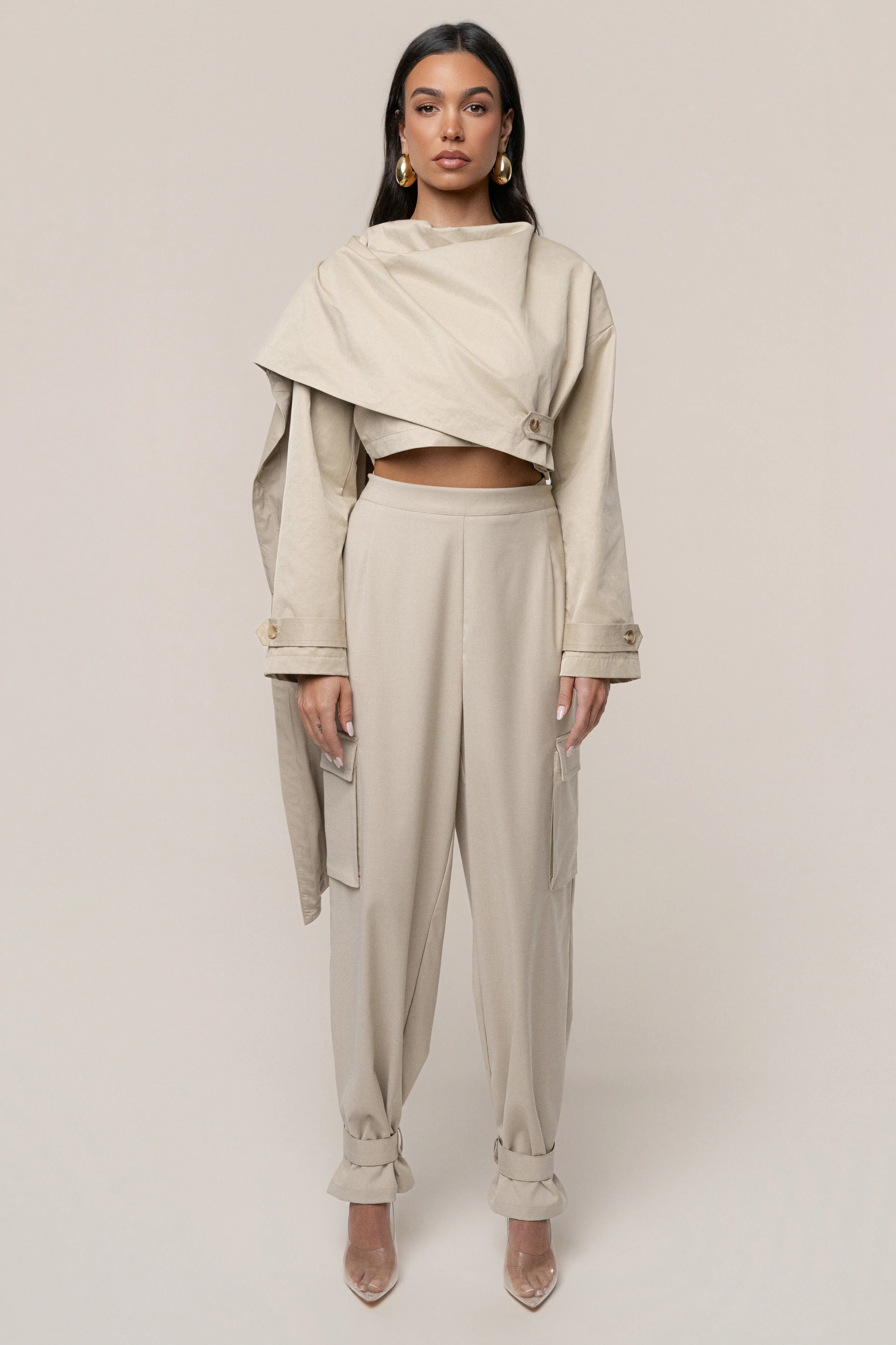Khaki Autumn Flow Cargo Pants