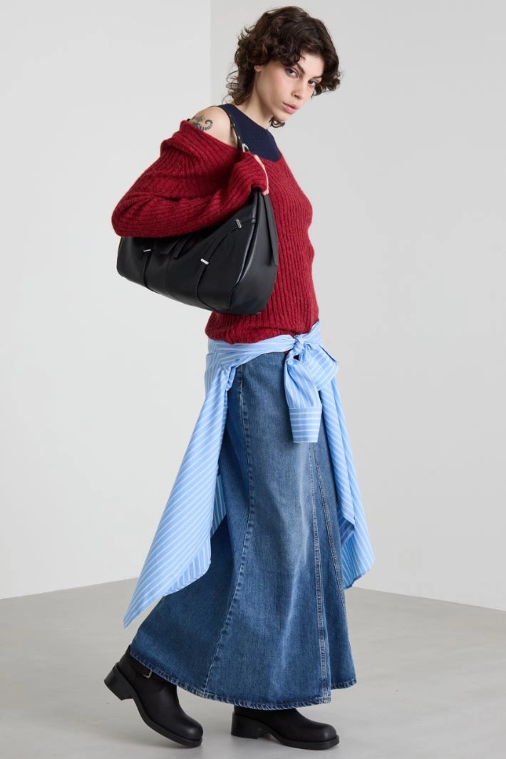 Ribbed crew neck tank top - NIGHT BLUE