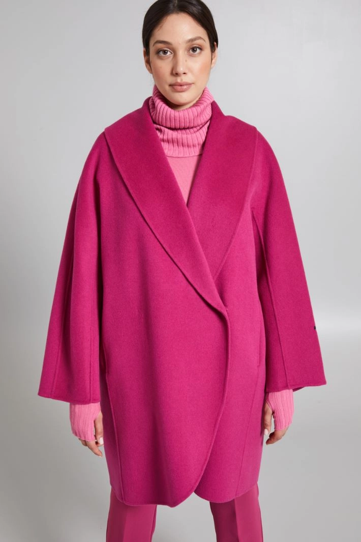 Egg-shaped double-faced coat - FUCHSIA