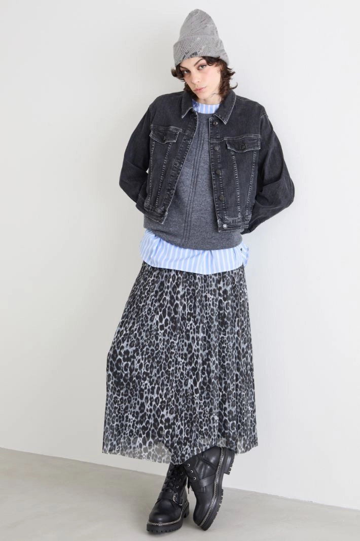 Boxy fit denim jacket - BLACK