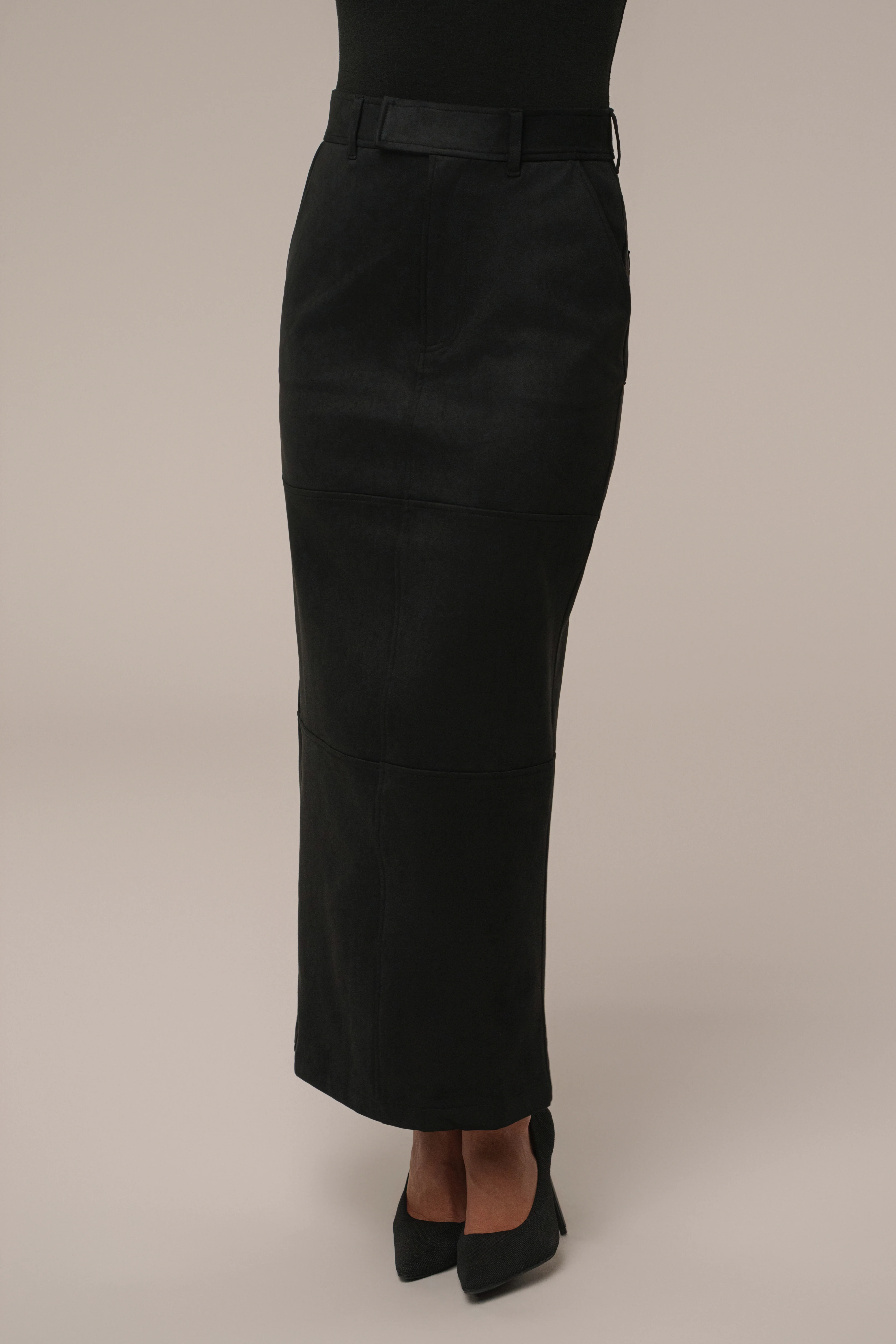Black Joy Suede Maxi Skirt
