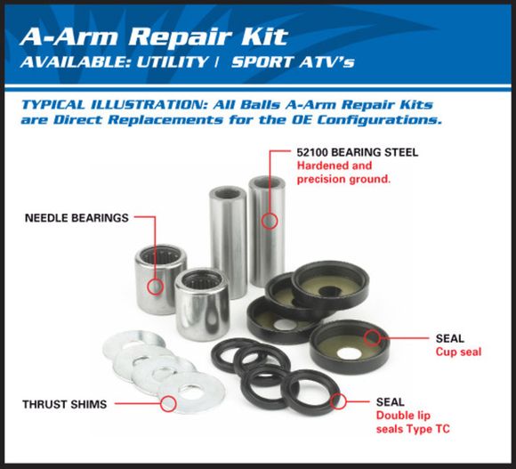 All Balls upper and lower ball joint reconditioning kitRef: All01213A / 1039219