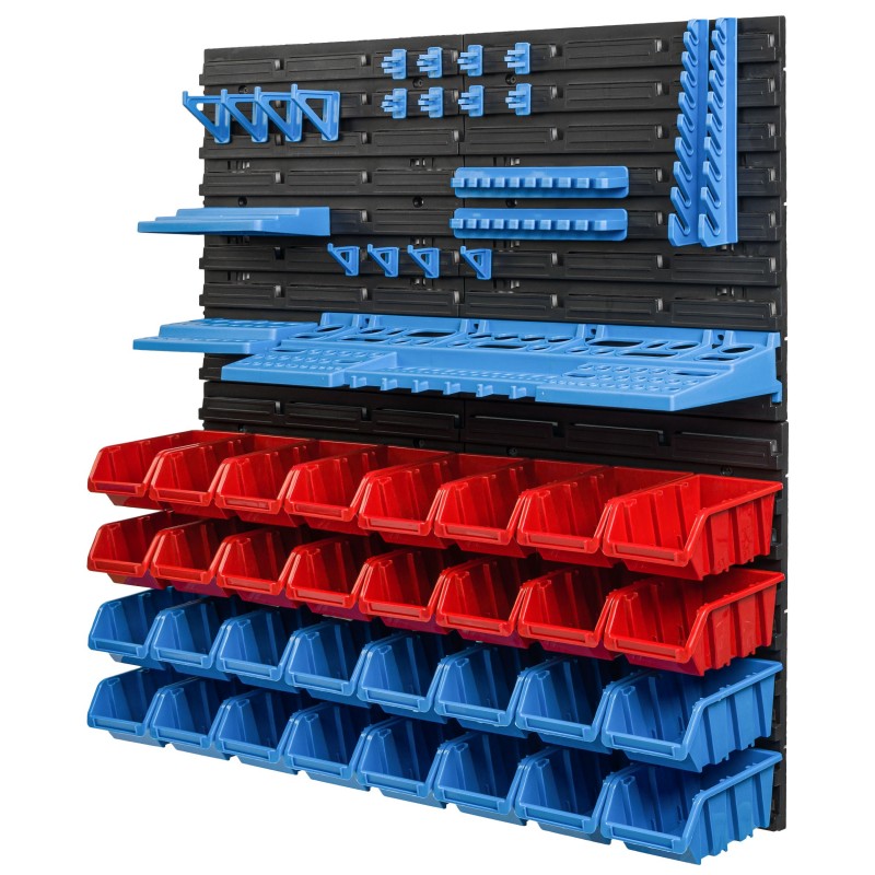Tool wall 77 x 78 cm with Hooks and 32 Boxes