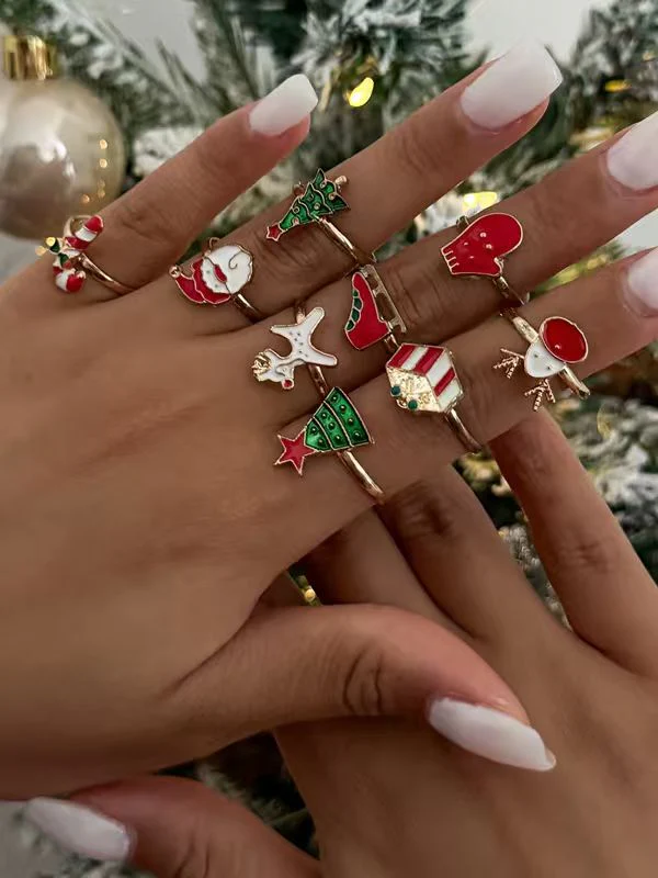 9 Pcs Geometric Rings Accessories