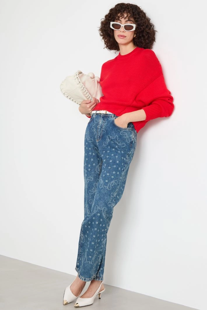Patterned flared jeans - BLUE